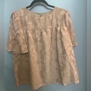 NWOT Tan lined blouse with floral detail